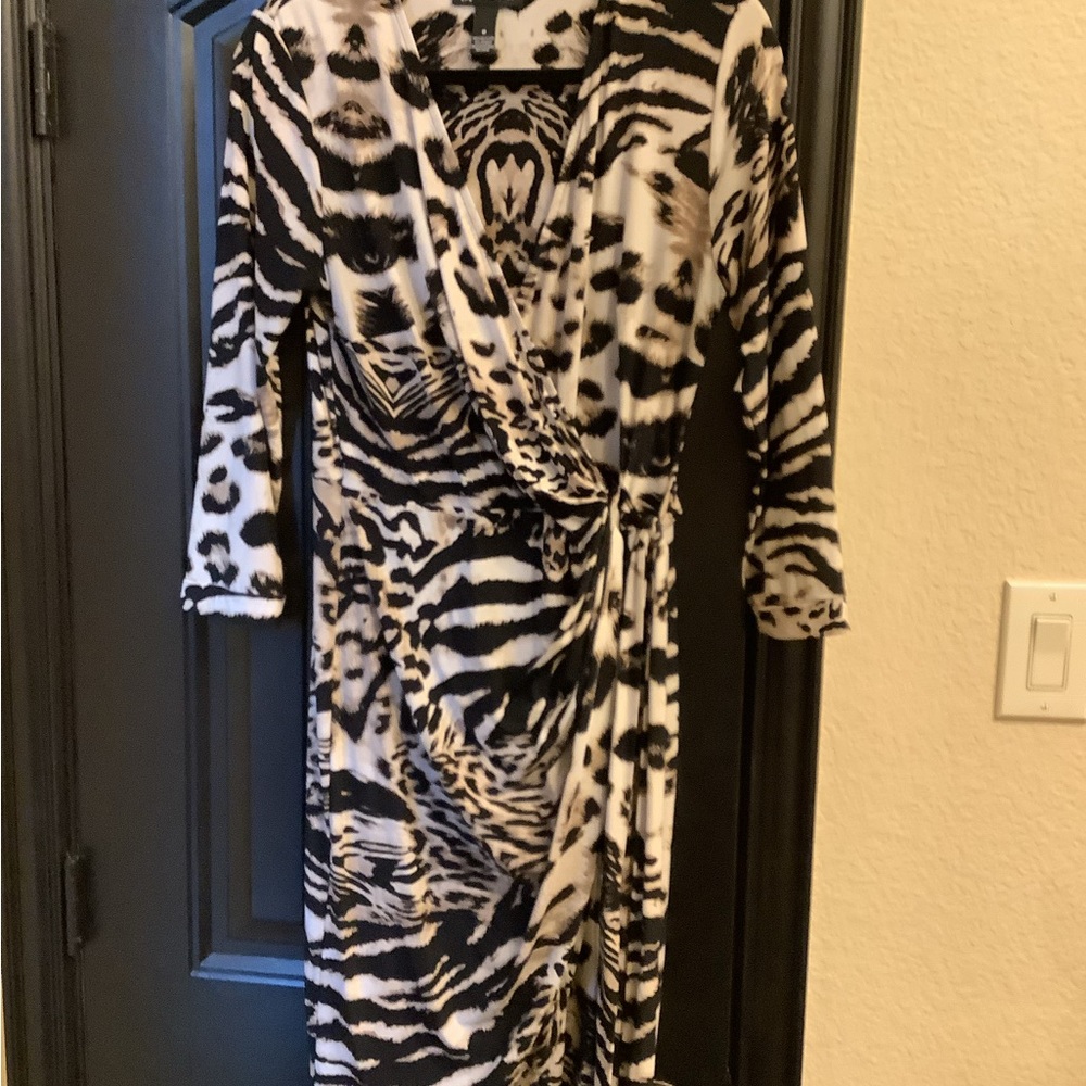 INC Faux a wrap Animal Print Dress